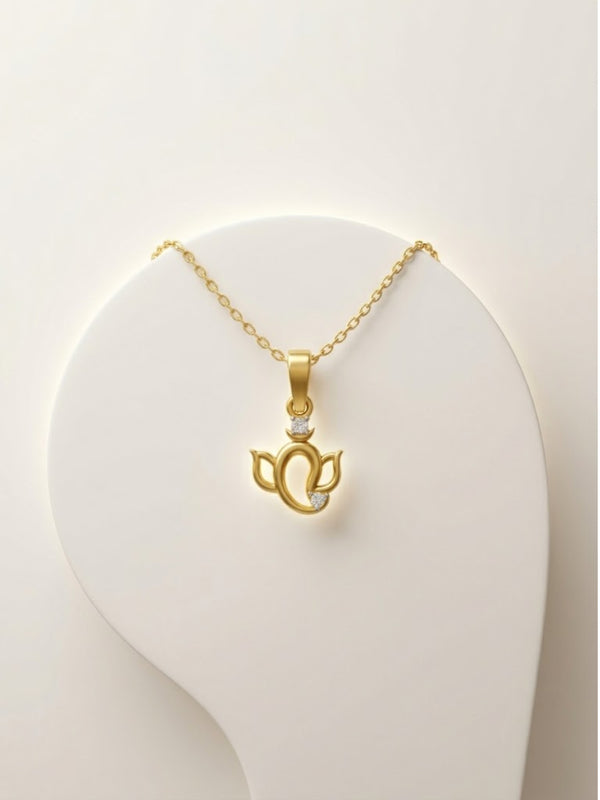 Ganpati Lotus Charm Necklace