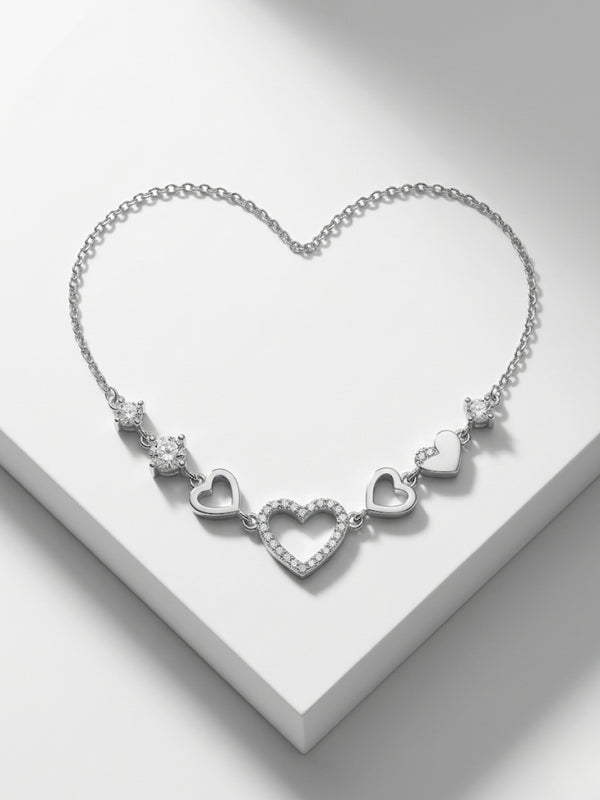 Silver Heart Chain Bracelet