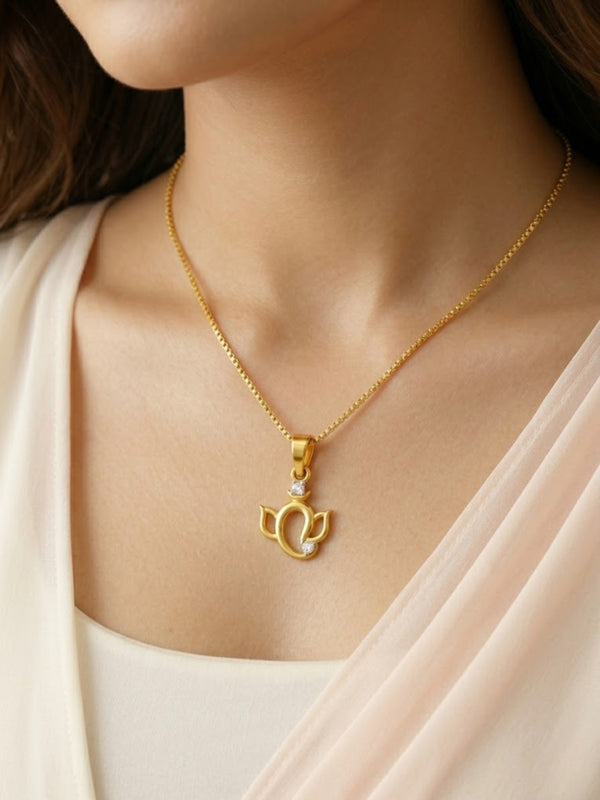 Ganpati Lotus Charm Necklace