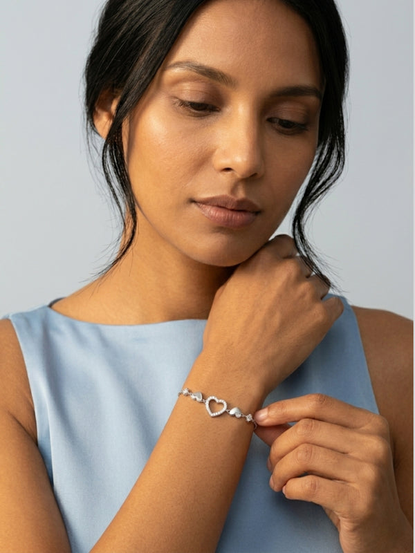 Silver Heart Chain Bracelet