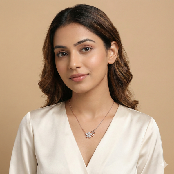 Rose Gold Flower Cluster Necklace