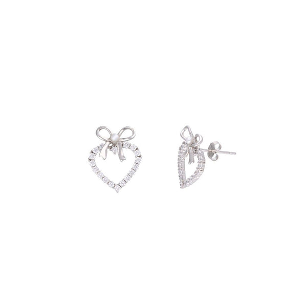 Crystal Heart Bow Earrings