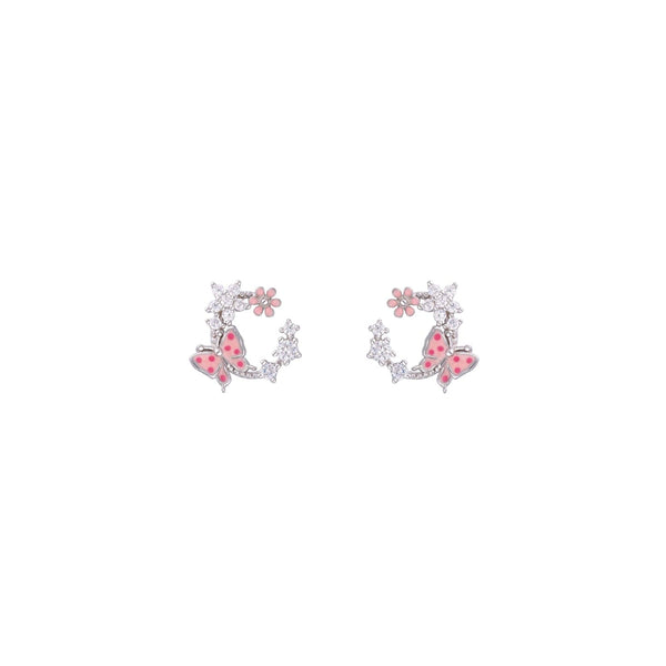 Breezy Butterfly Silver Stud Earrings