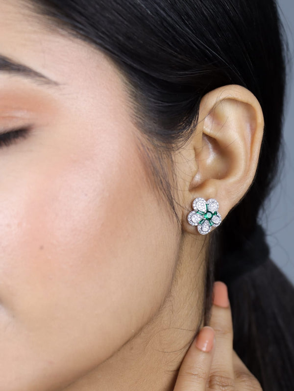 Diamond Flower Earrings