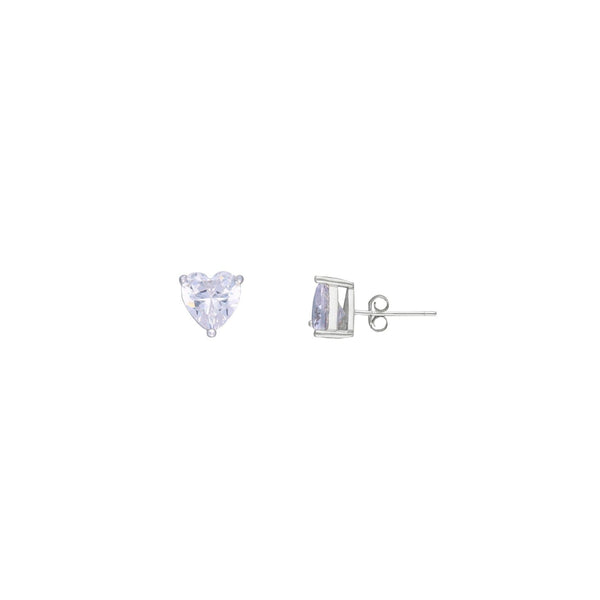 Heart-Shaped Solitaire Stud Earrings