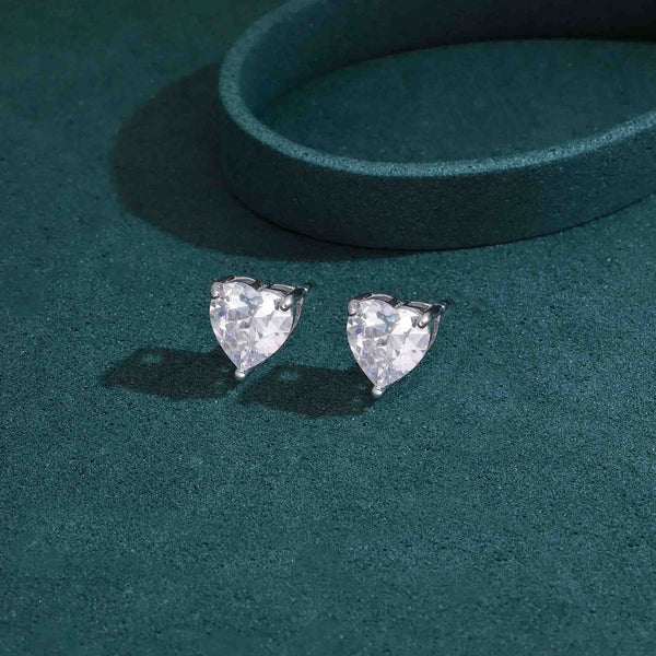 Heart-Shaped Solitaire Stud Earrings