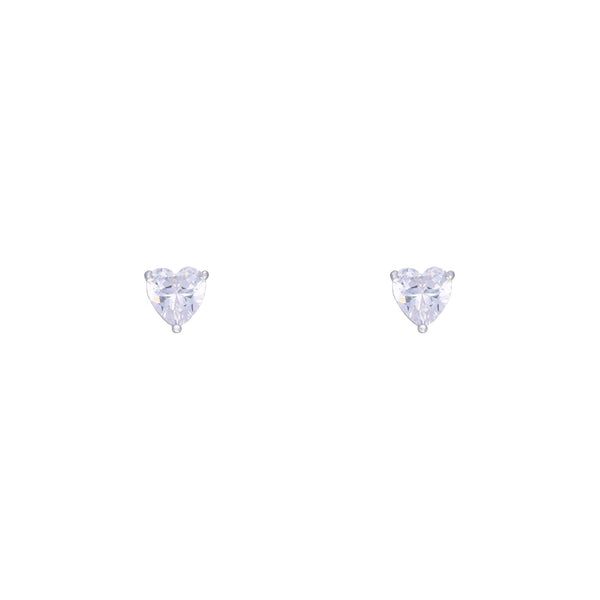 Heart-Shaped Solitaire Stud Earrings